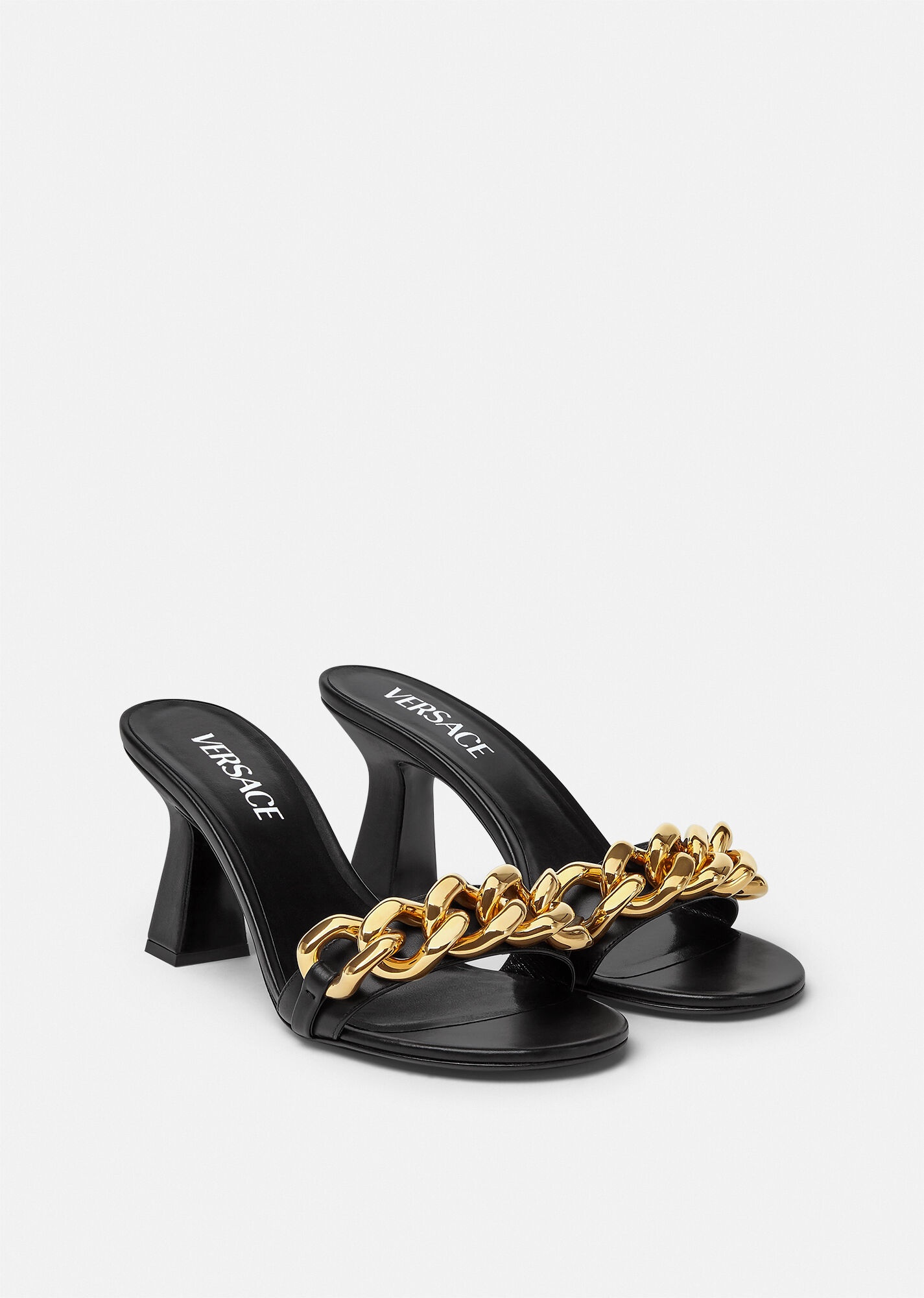 Chain Mid-Heel Leather Mules - 2