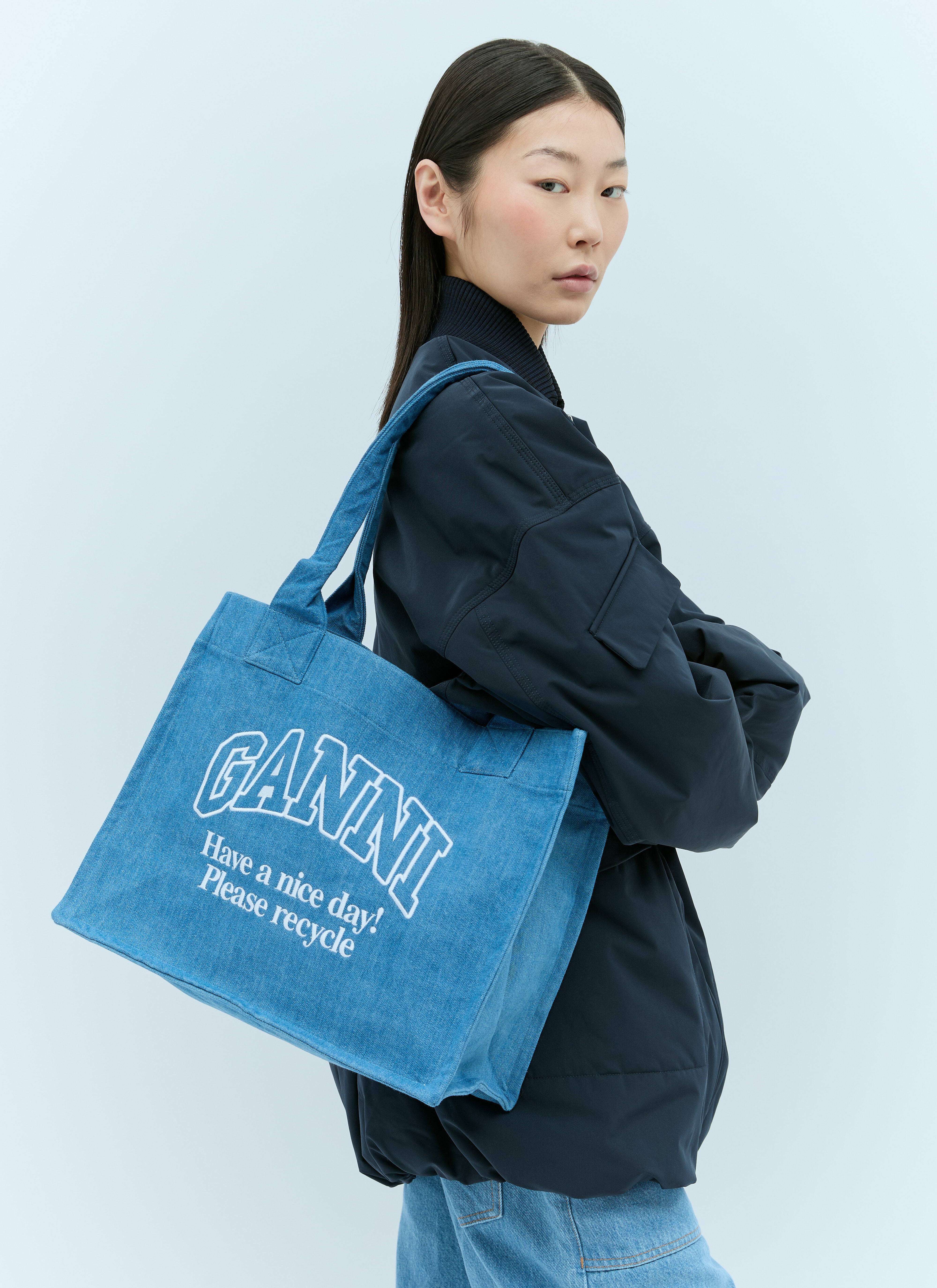 GANNI Large Easy Denim Tote Bag | lncc | REVERSIBLE