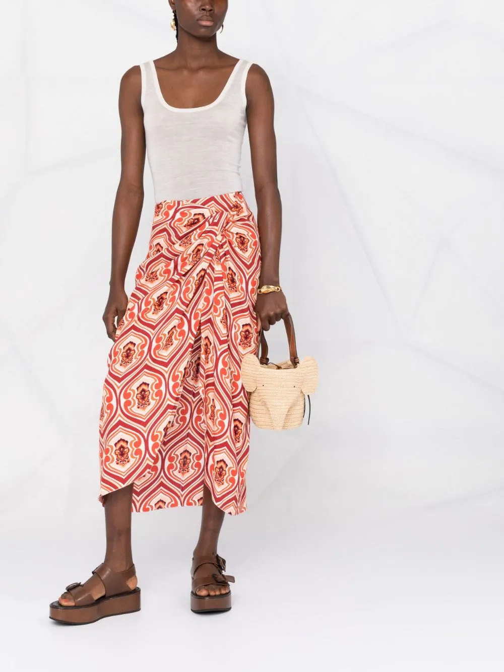 graphic-print sarong skirt - 2