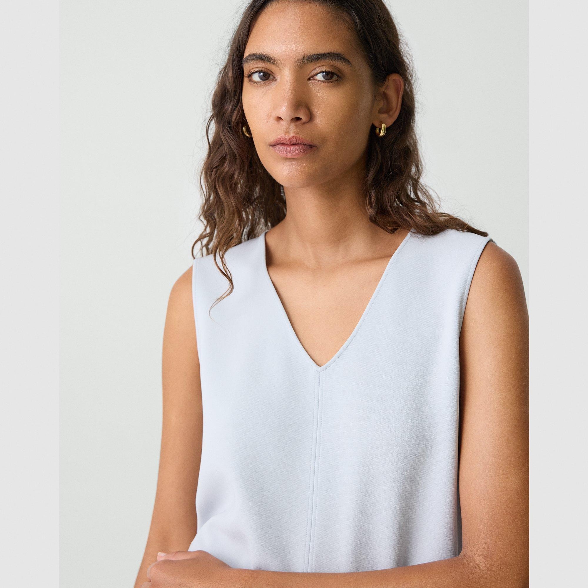 V-Neck Blouse in Admiral Crepe - 5
