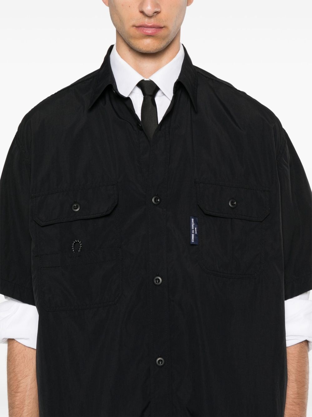 pointed-collar short-sleeve shirt - 5