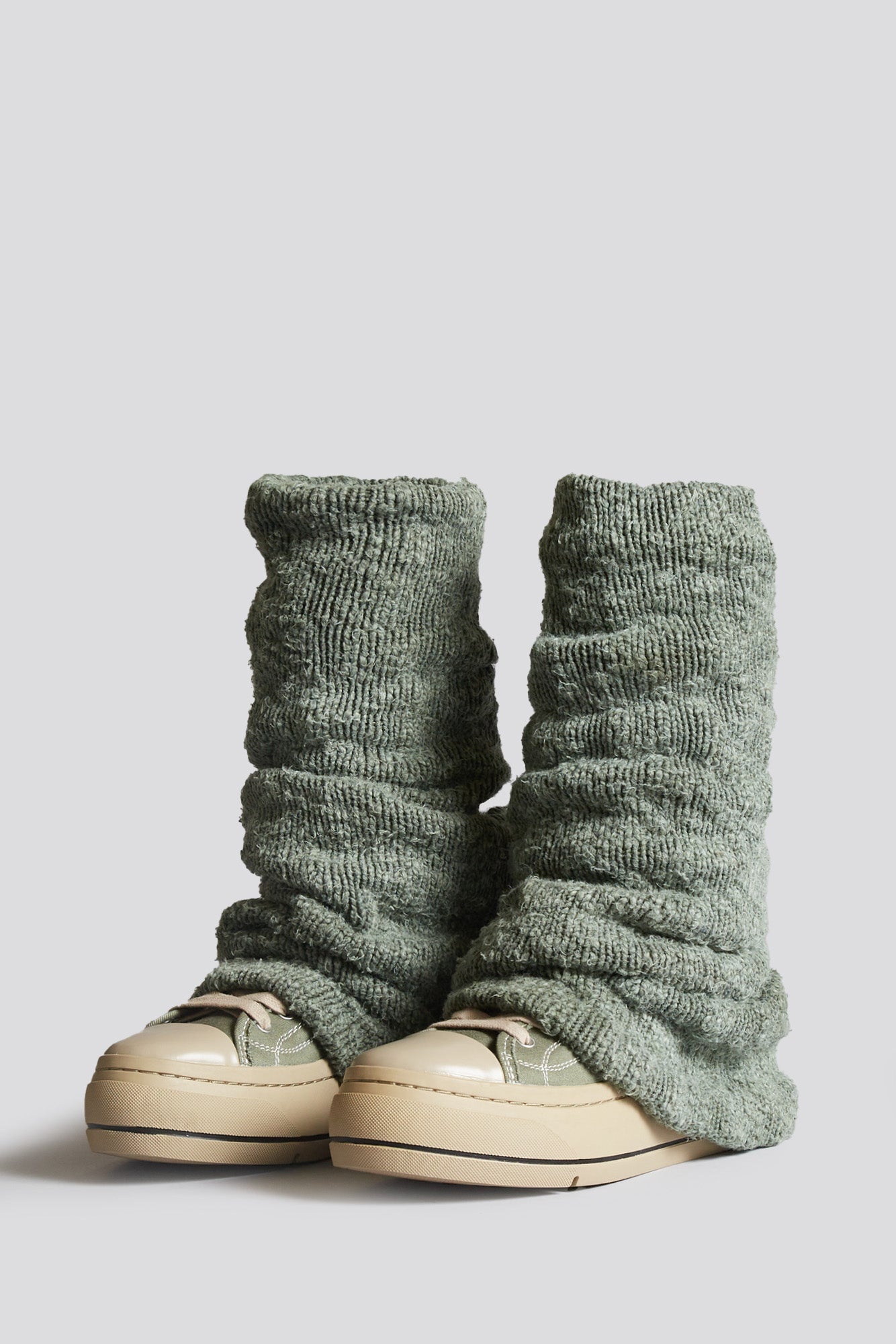 KURT HIGH TOP SNEAKER WITH WARMER - WASHED OLIVE PLAIN KNIT - 4
