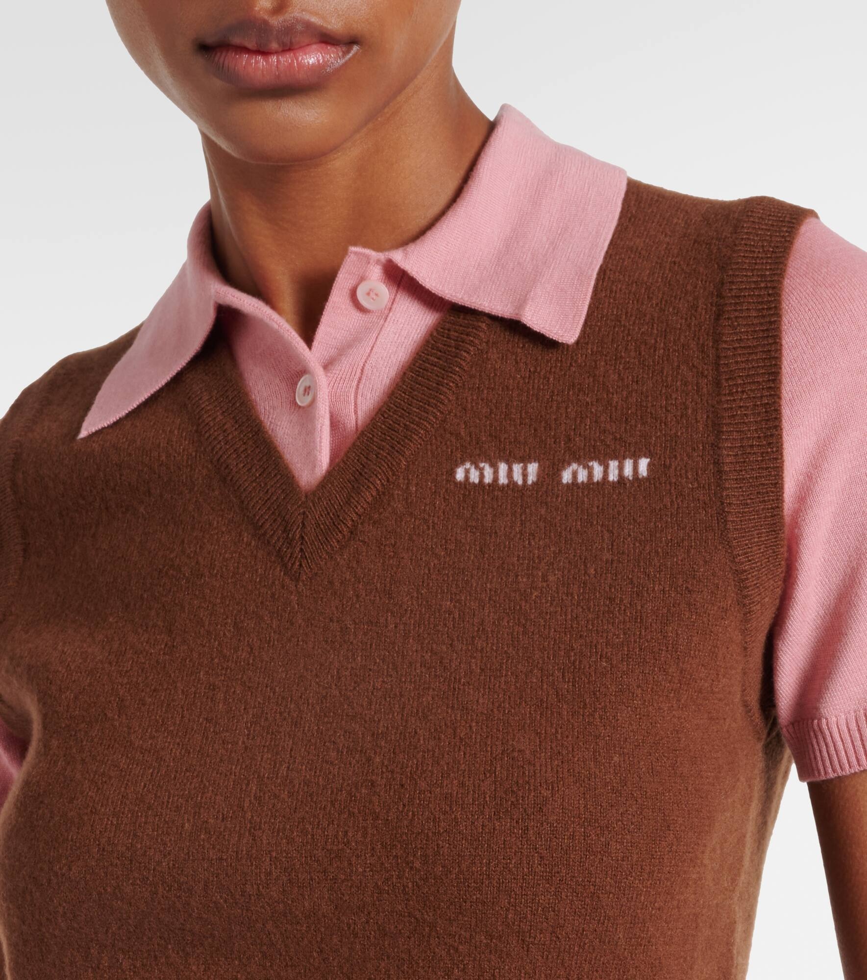 Layered wool and cashmere polo shirt - 5