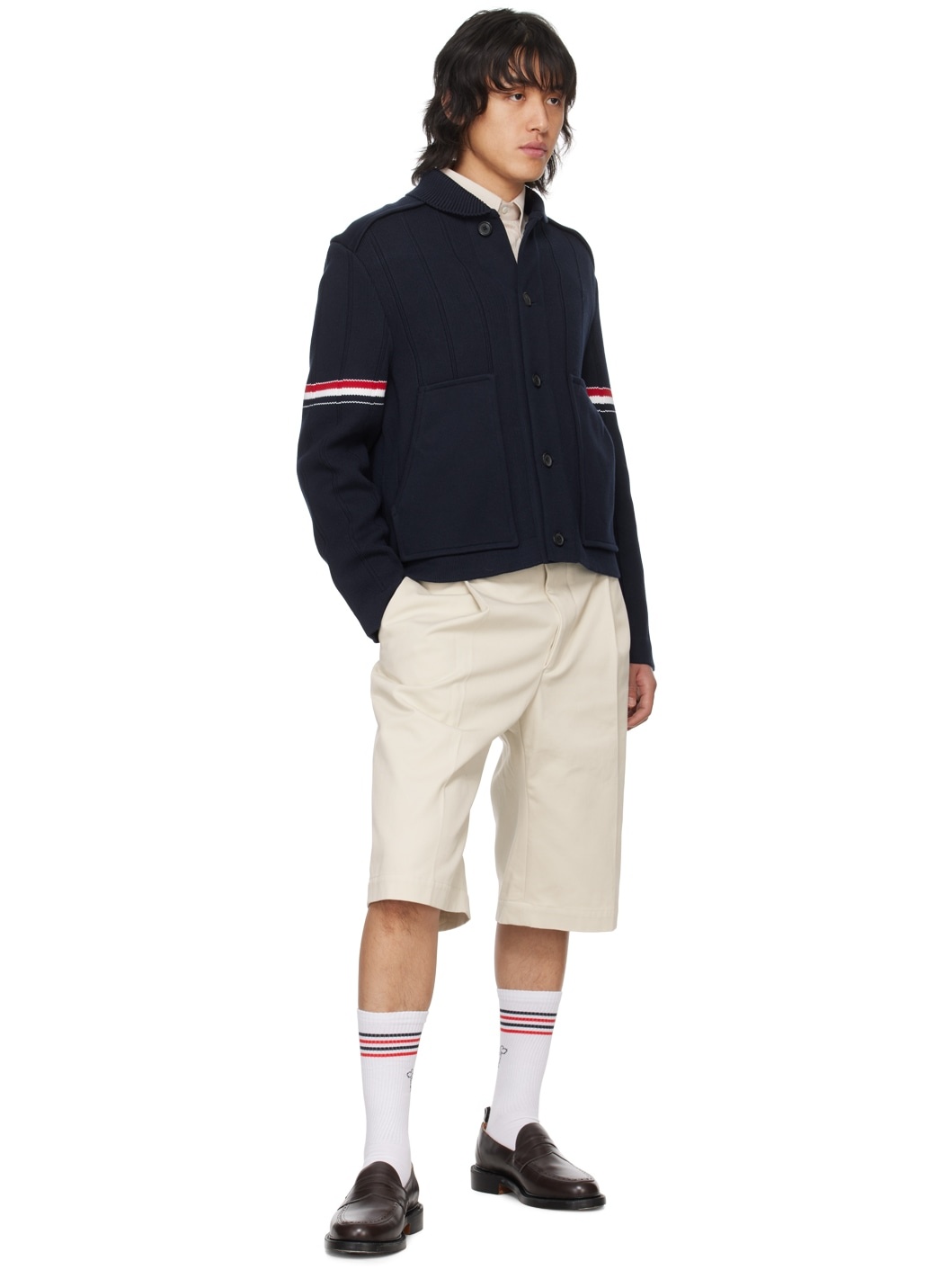 Navy Shawl Collar Jacket - 4