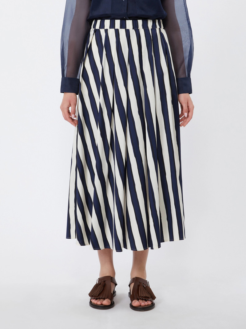 UOMO Printed poplin pleated skirt - NAVY 3