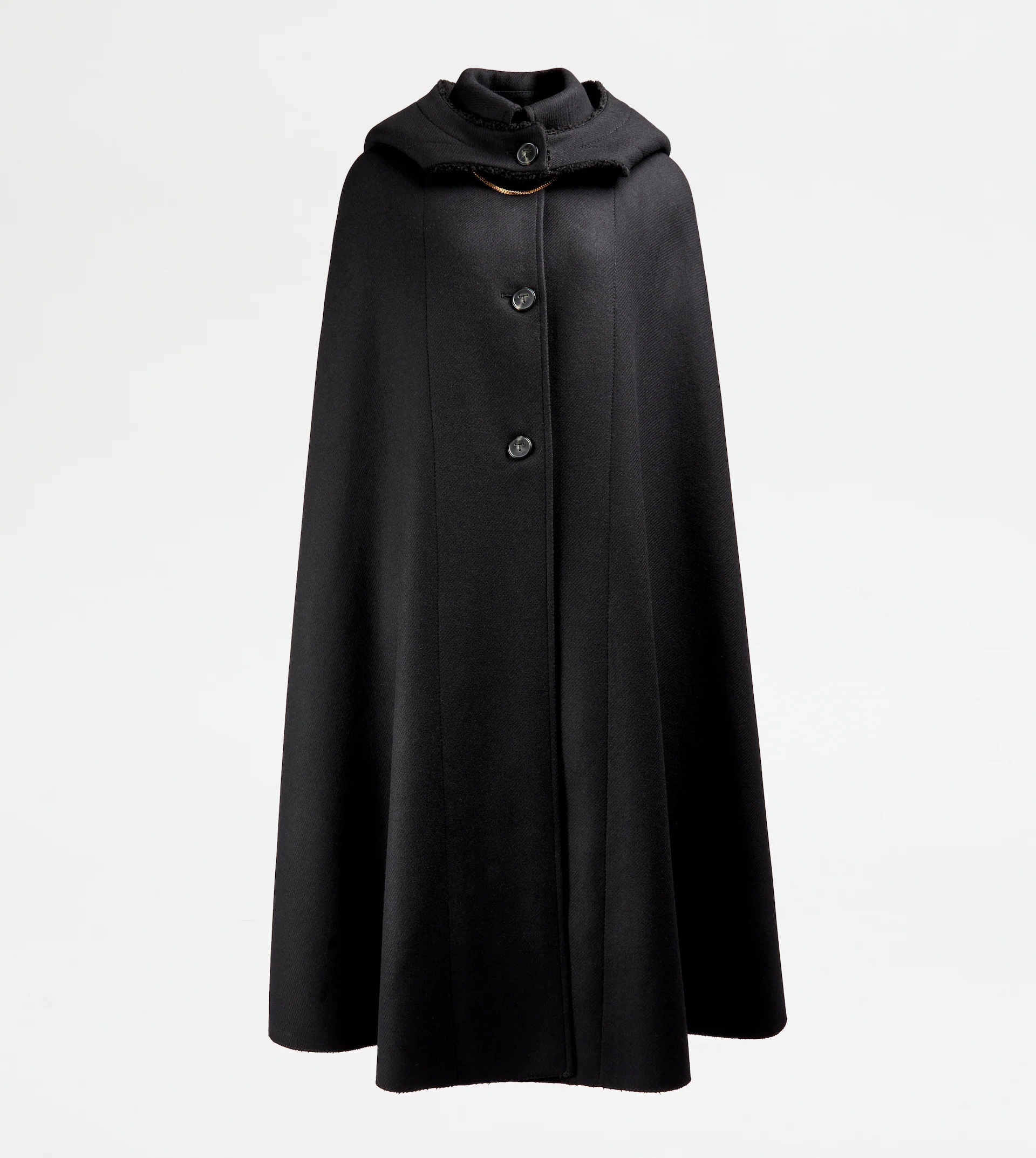 CAPE WITH BROOCH - BLACK - 1