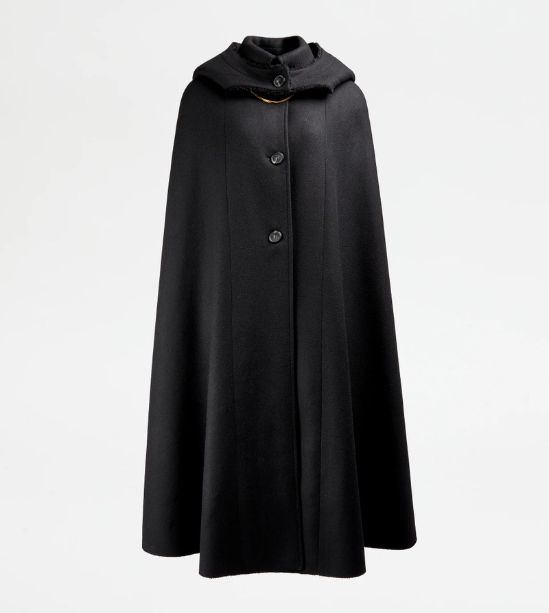 CAPE WITH BROOCH - BLACK 1