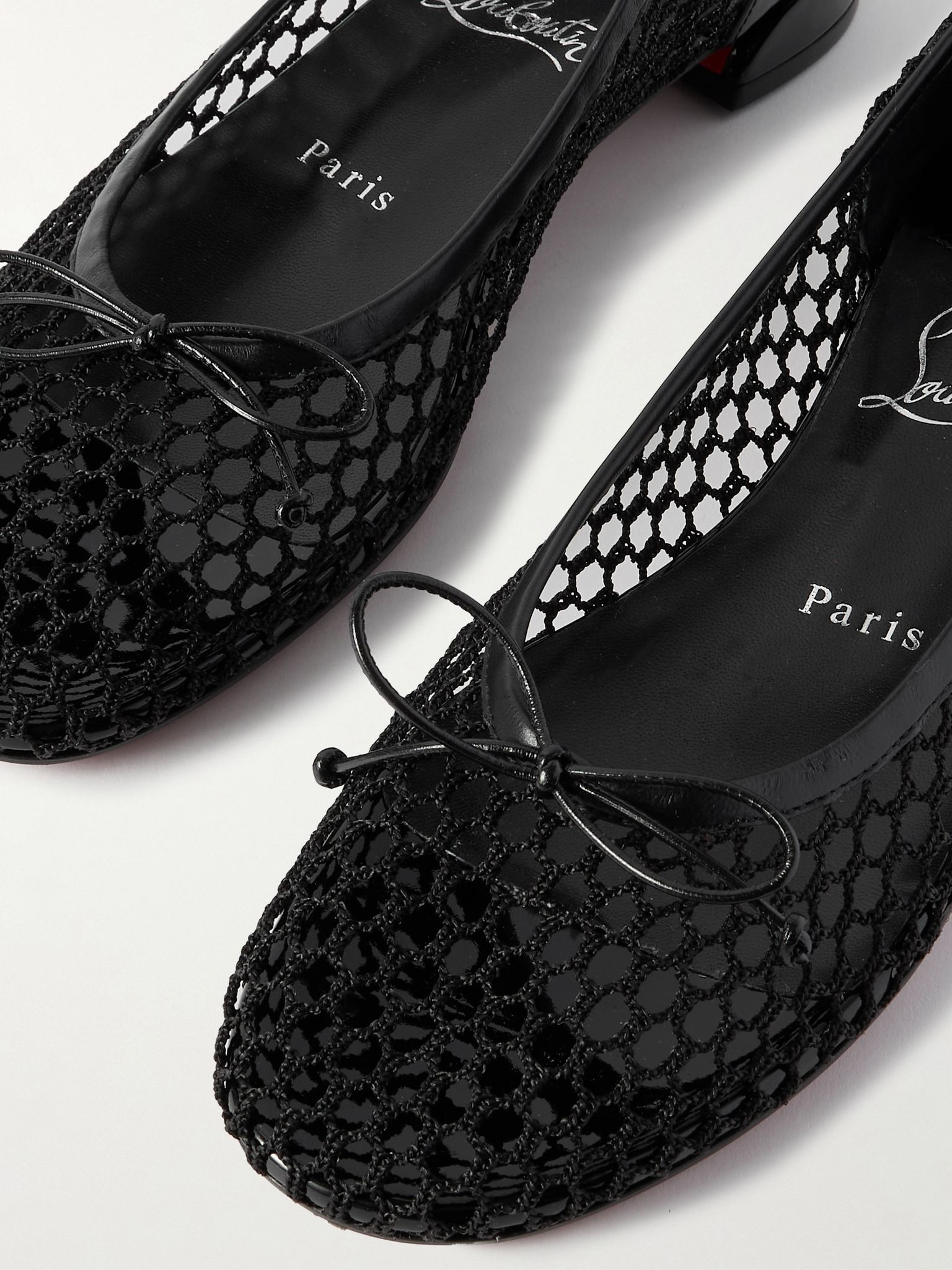 Sweetie Jane 20 patent leather-trimmed fishnet ballet flats Black - 4