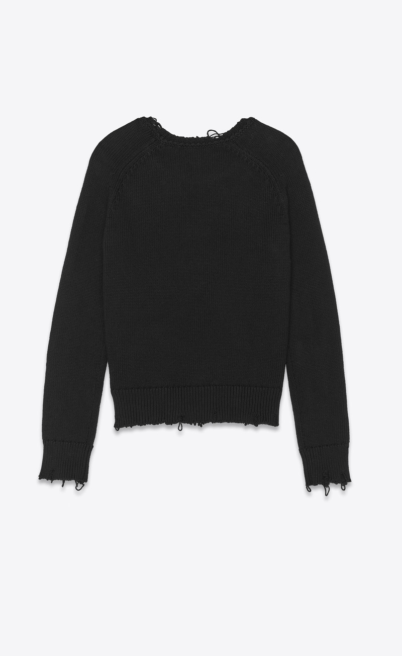 SAINT LAURENT destroyed knit sweater outlook