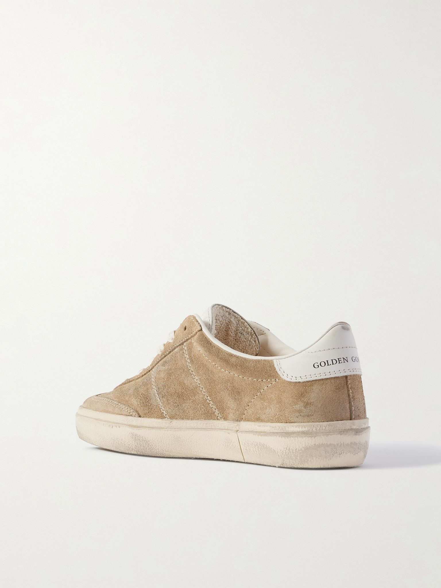 Soul-Star distressed leather-trimmed suede sneakers Brown - 3