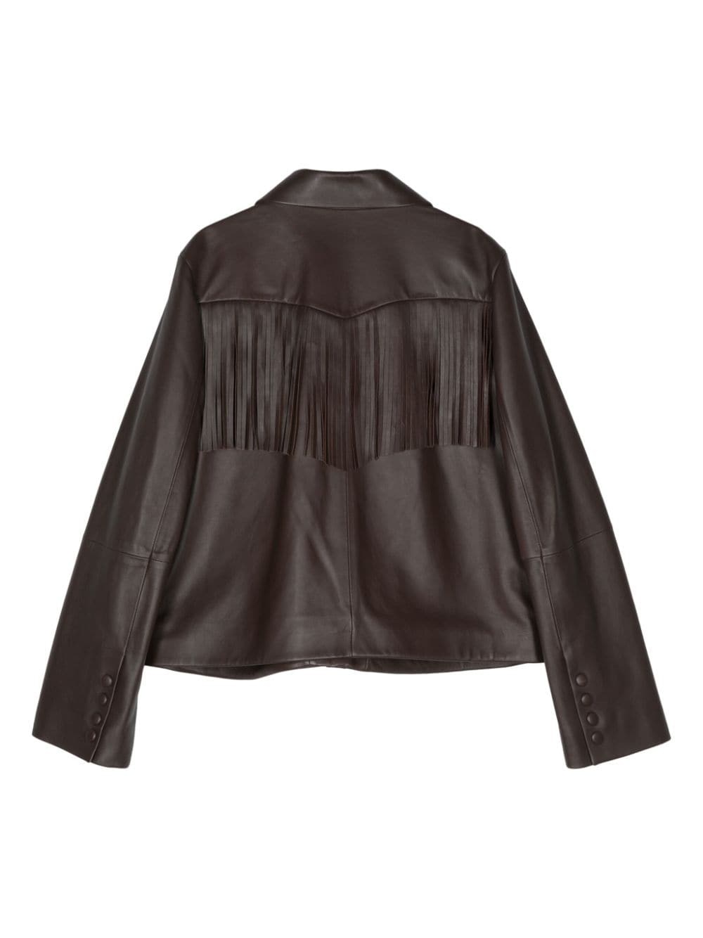 fringe-detail leather jacket - 2