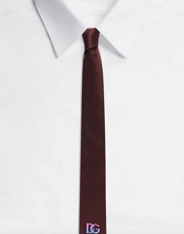 6-cm silk blade tie with metal DG logo - 1