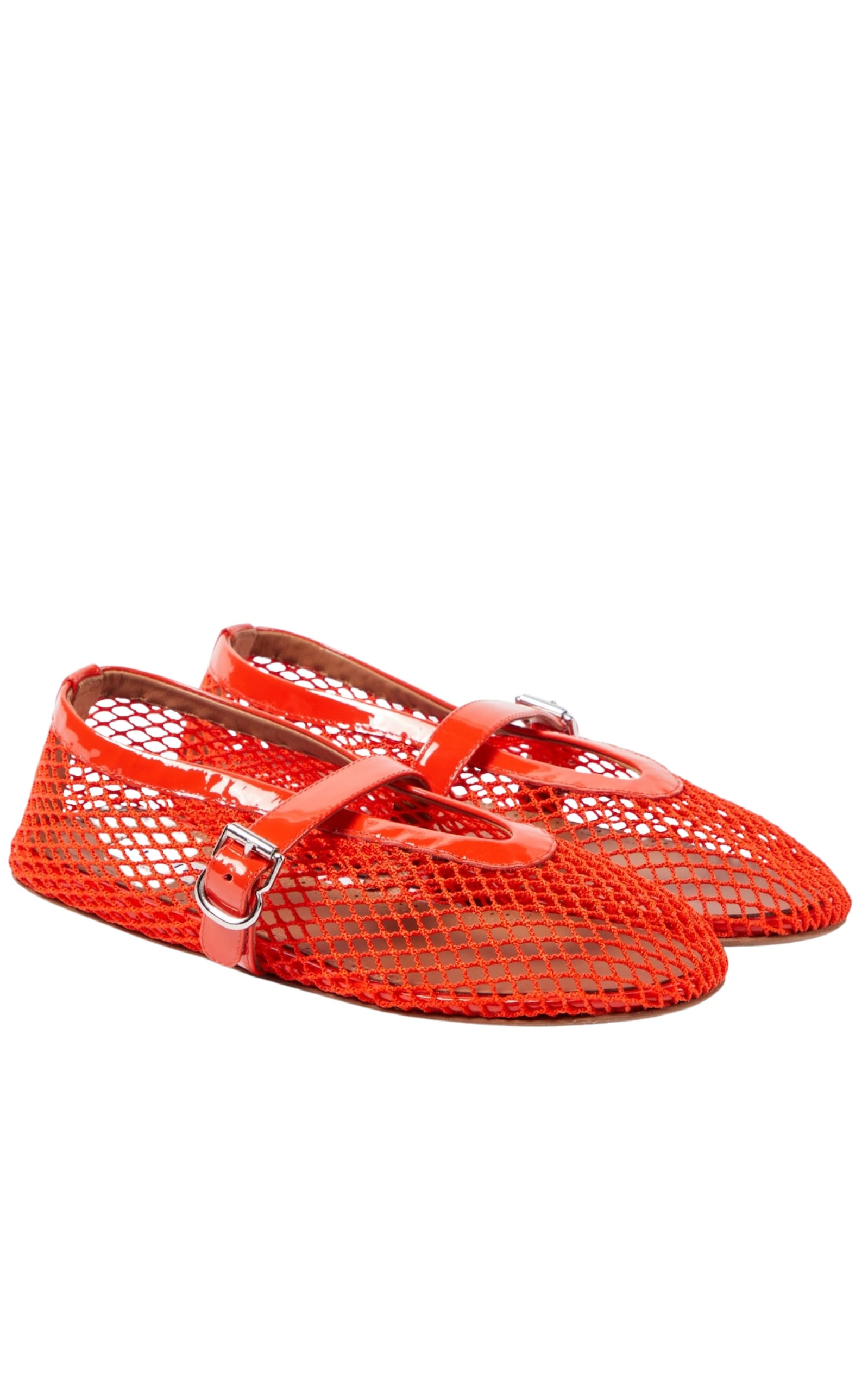 Leather-trimmed fishnet ballet flats - 3