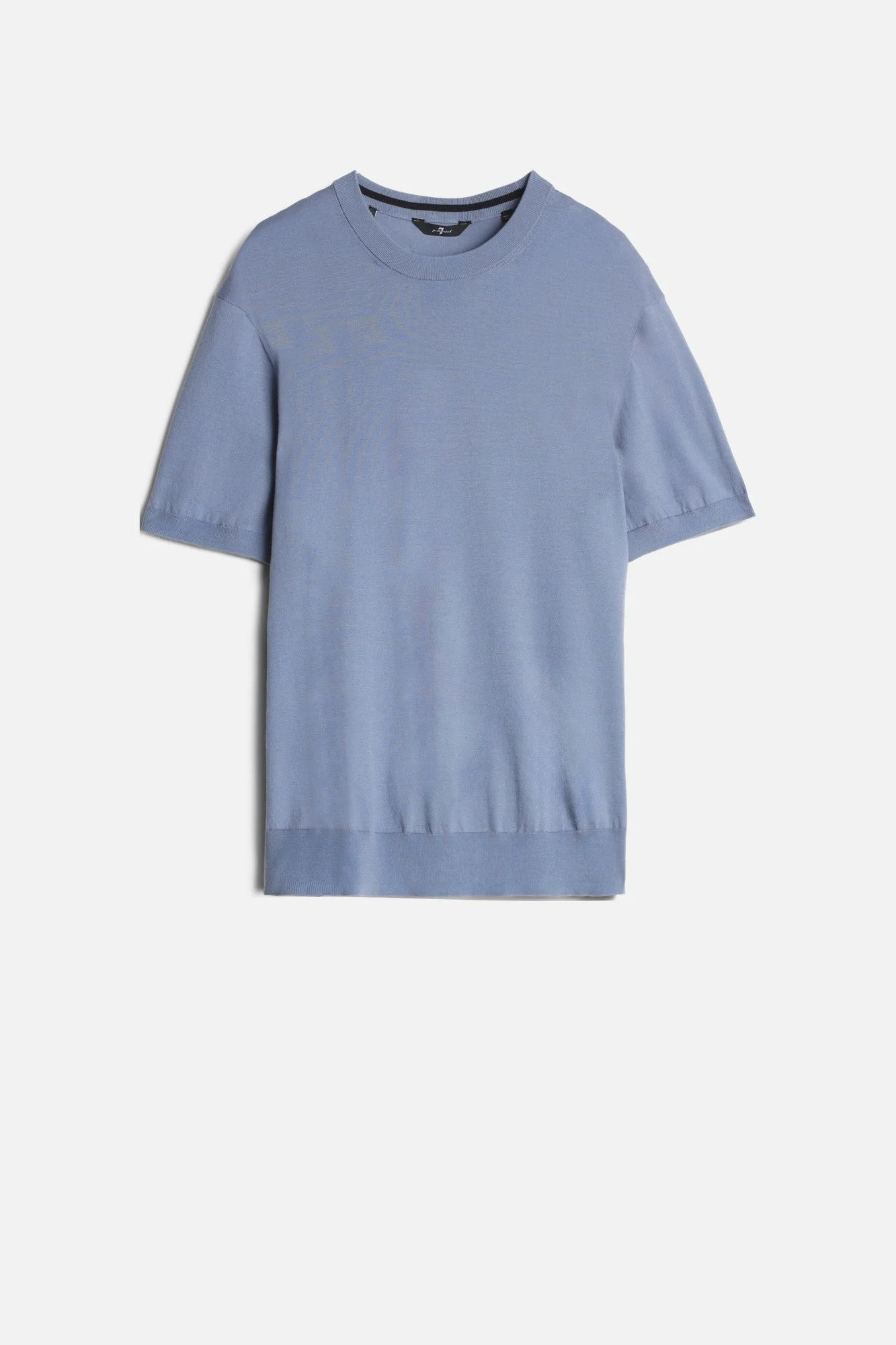 Classic Cotton Short Sleeve Sweater in Slate Blue - 1