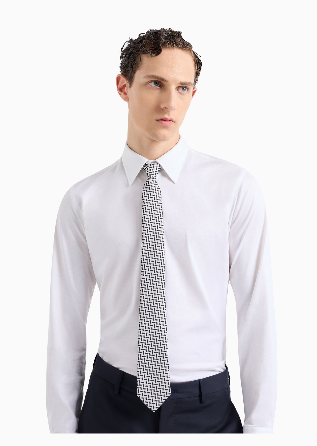 ASV silk tie with chevron print - 3