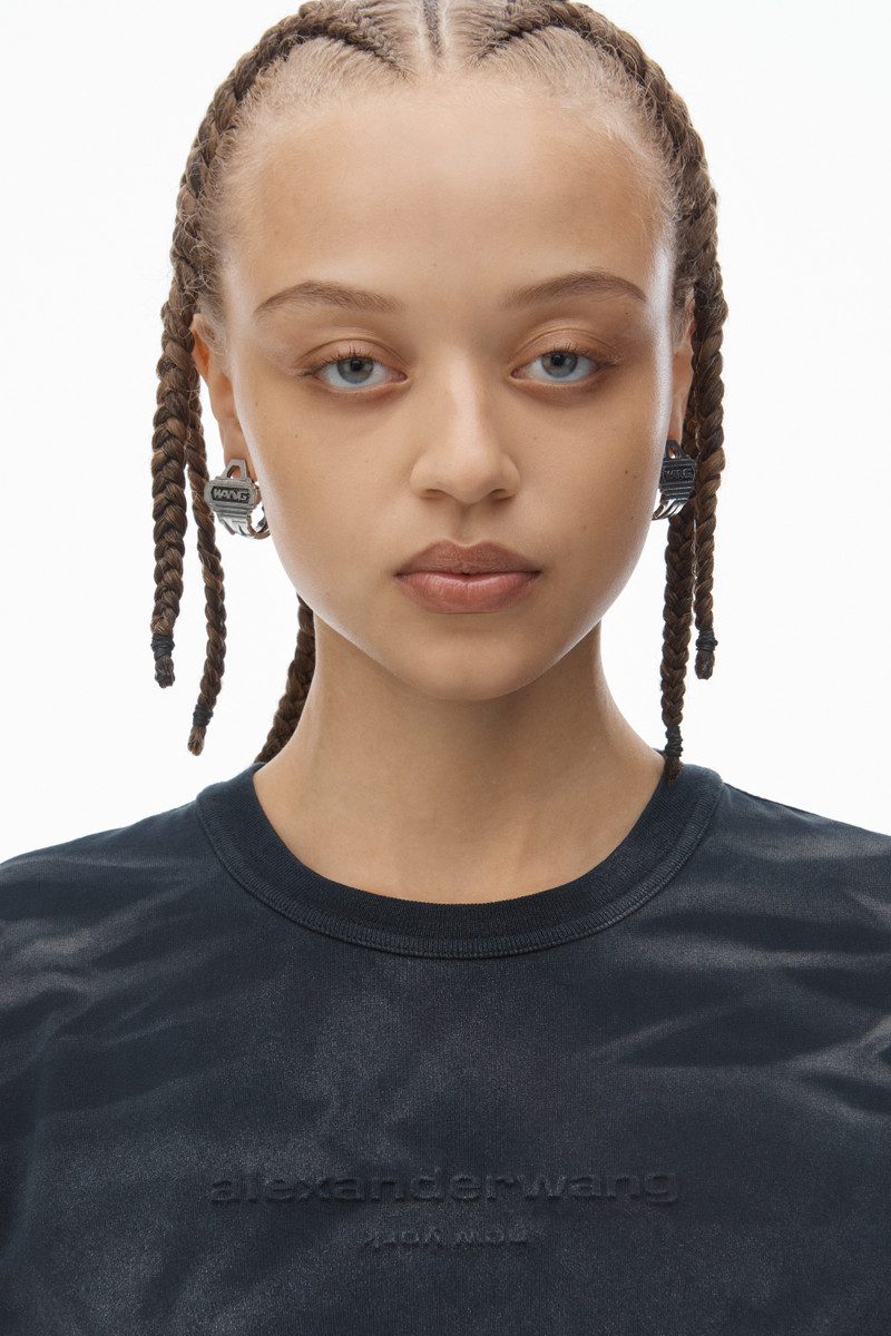 Distressed Logo Shrunken Tee in Cotton Jersey 5