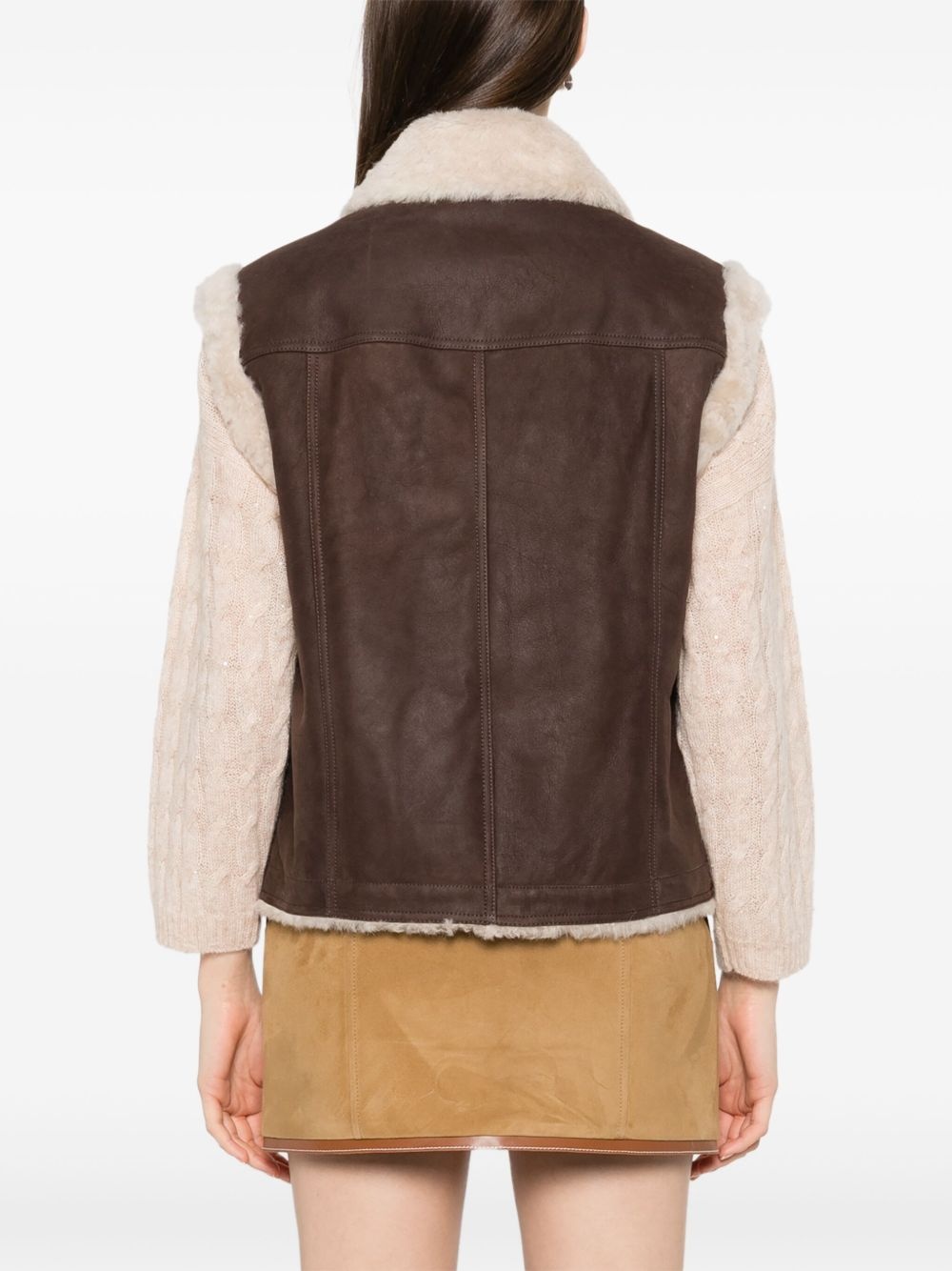 shearling-collar gilet - 4