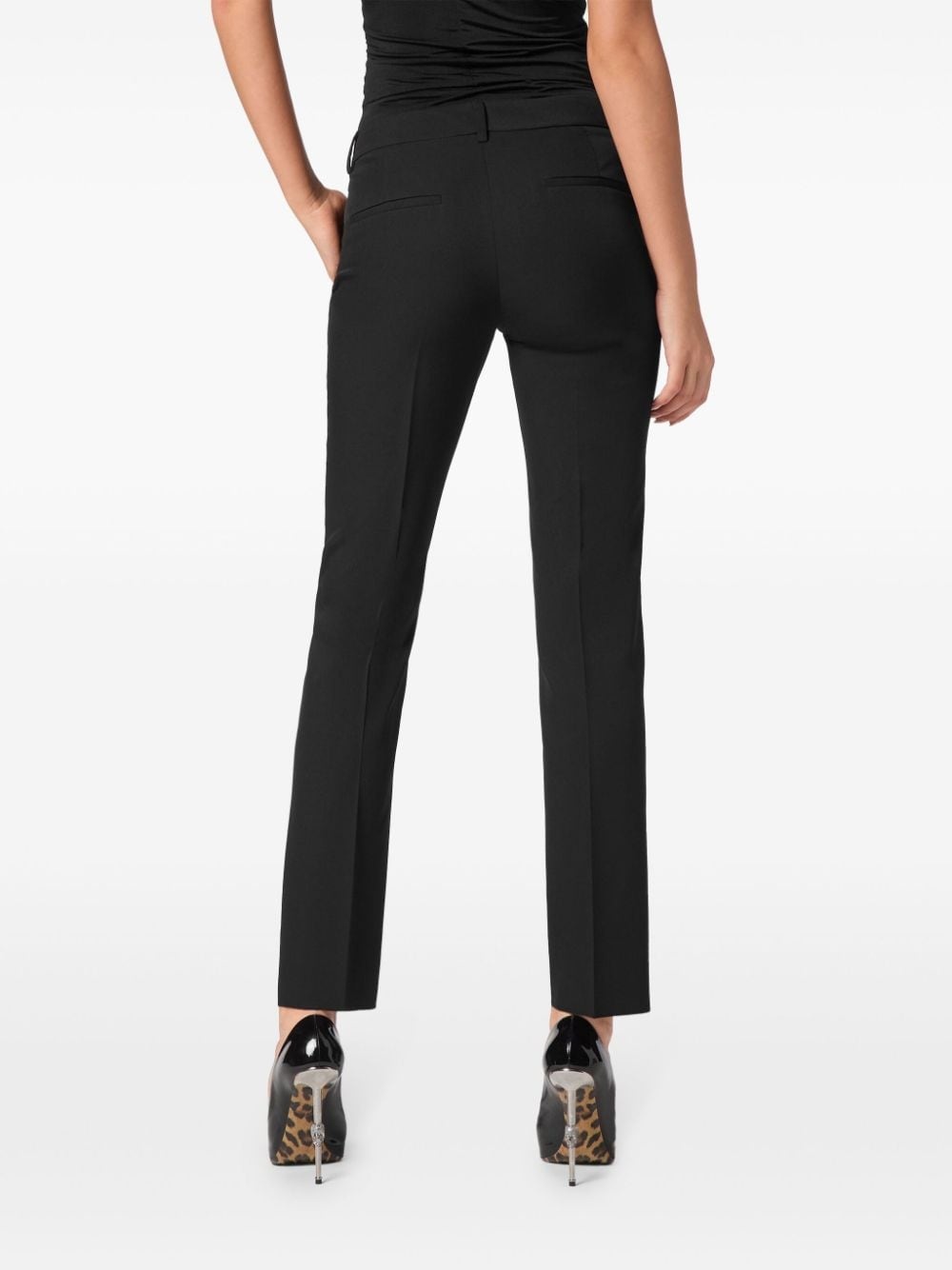 skull-detail slim-fit trousers - 4