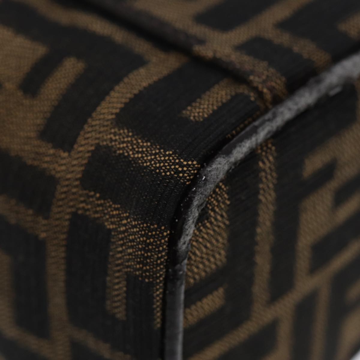 FENDI Zucca Canvas Vanity Hand Bag Brown Black Silver - 16