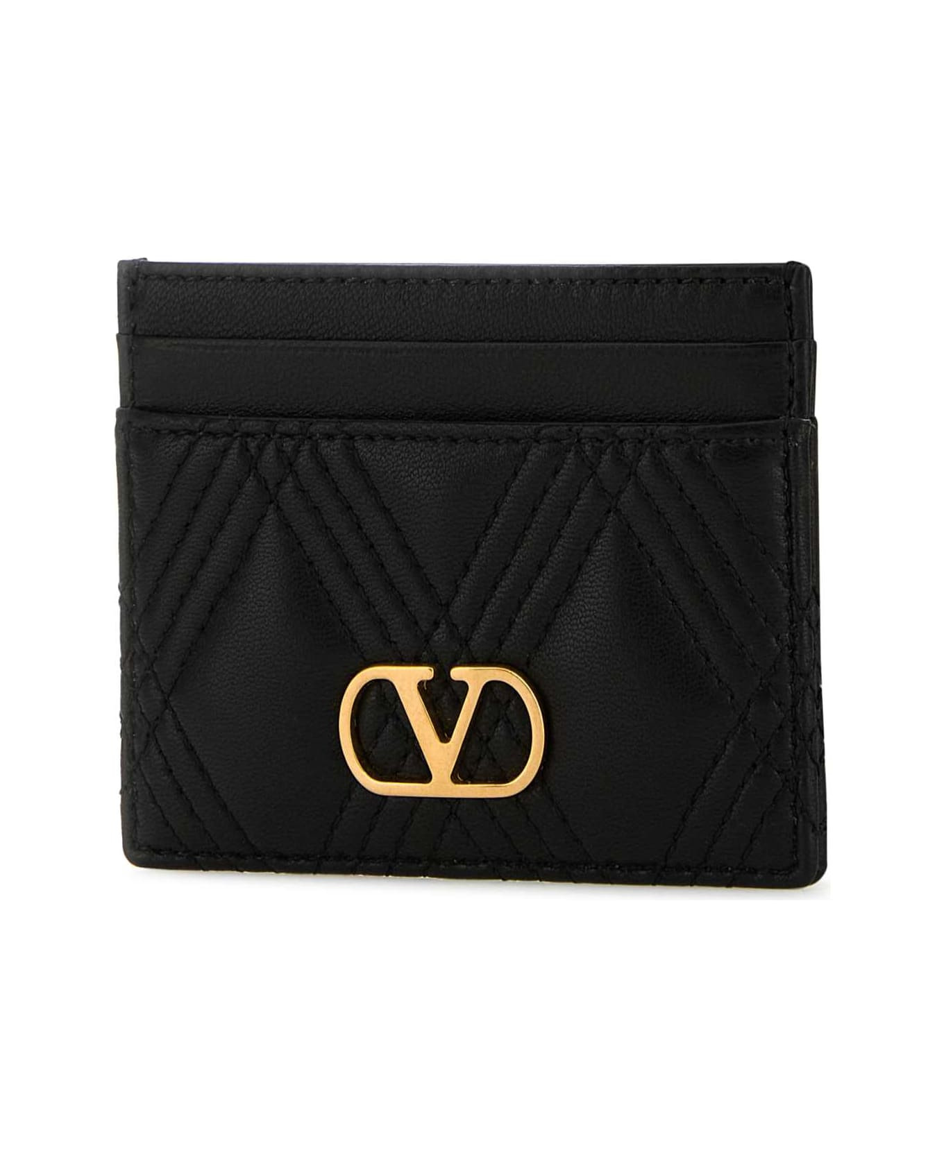 Black Nappa Leather Quiltie 67 Card Holder - 2