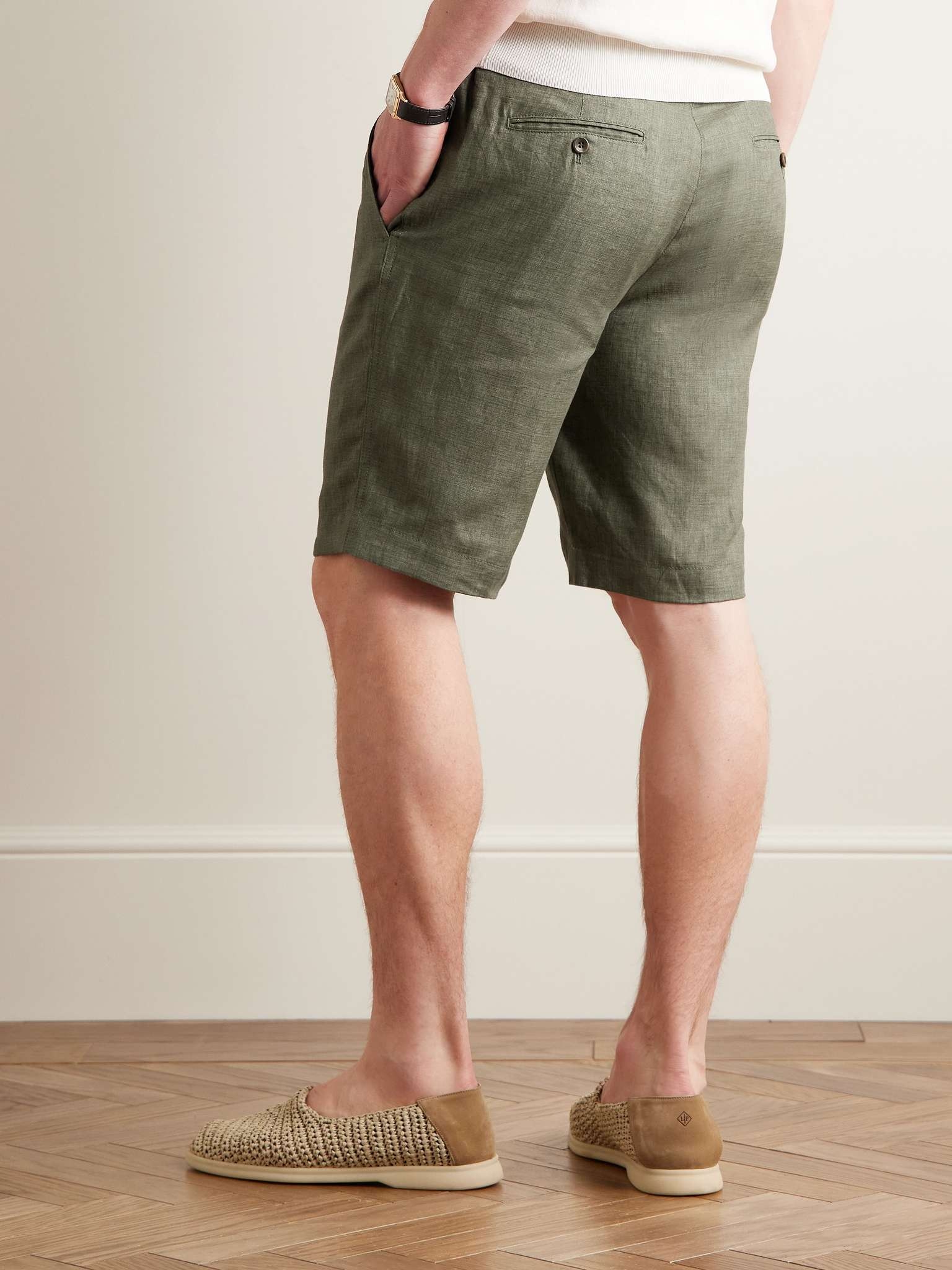 Straight-Leg Linen Drawstring Bermuda Shorts - 3