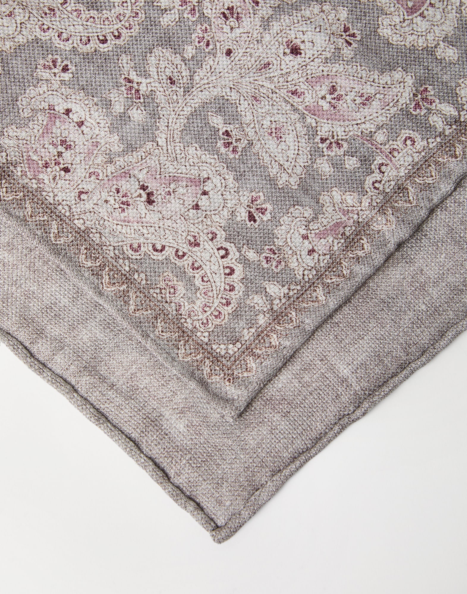 Double face linen and silk pocket square with paisley design - 2