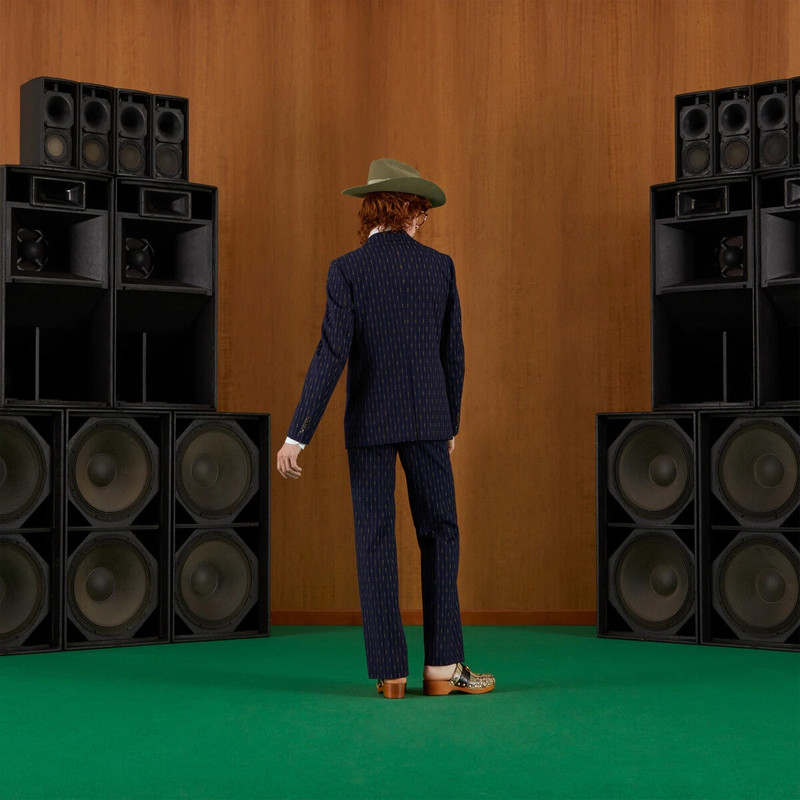 Horsebit striped wool formal suit 8