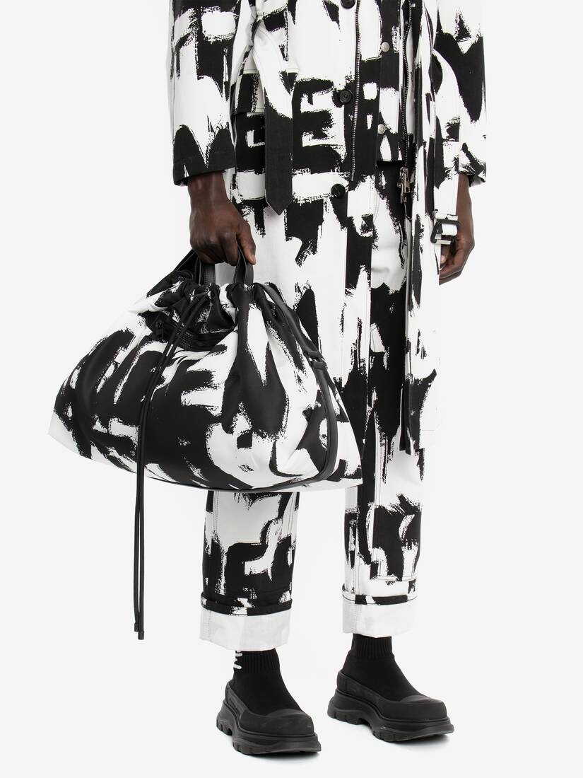 Mcqueen Graffiti Bundle Bag in Black/white - 6