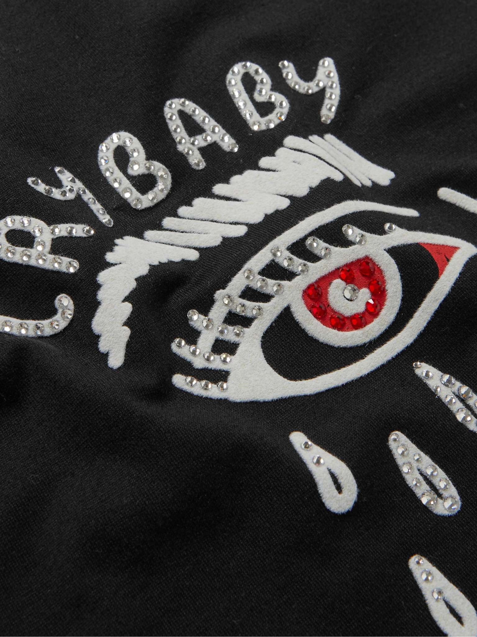 Cry Baby Embellished Flocked Cotton-Jersey T-Shirt - 3
