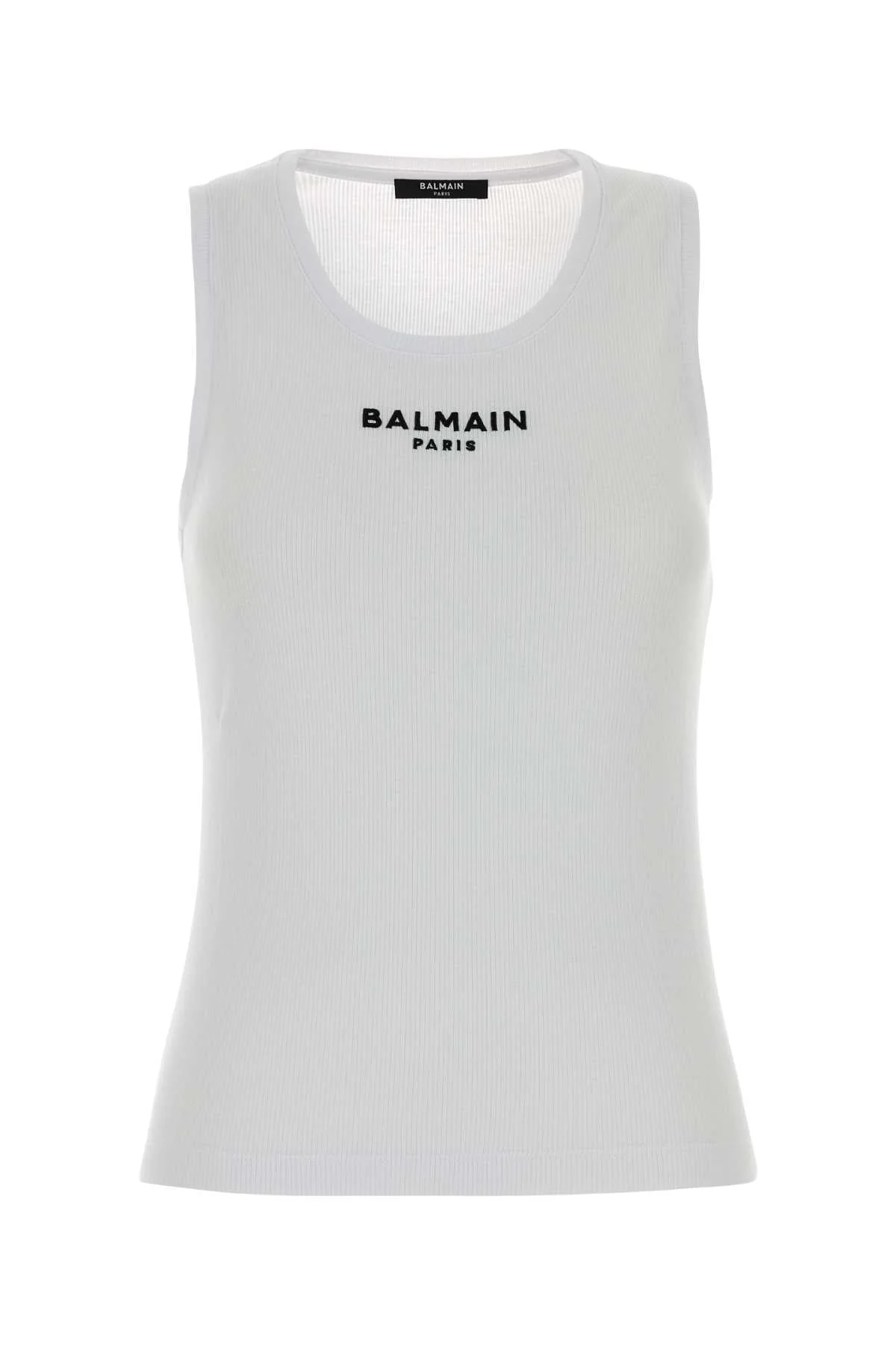 Balmain Women White Cotton Tank Top - 1