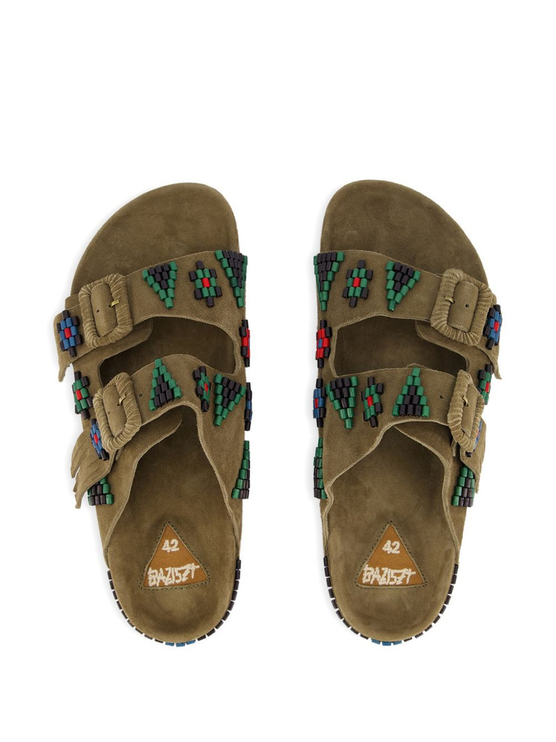 Sambla bead-embellished suede flat sandals 4