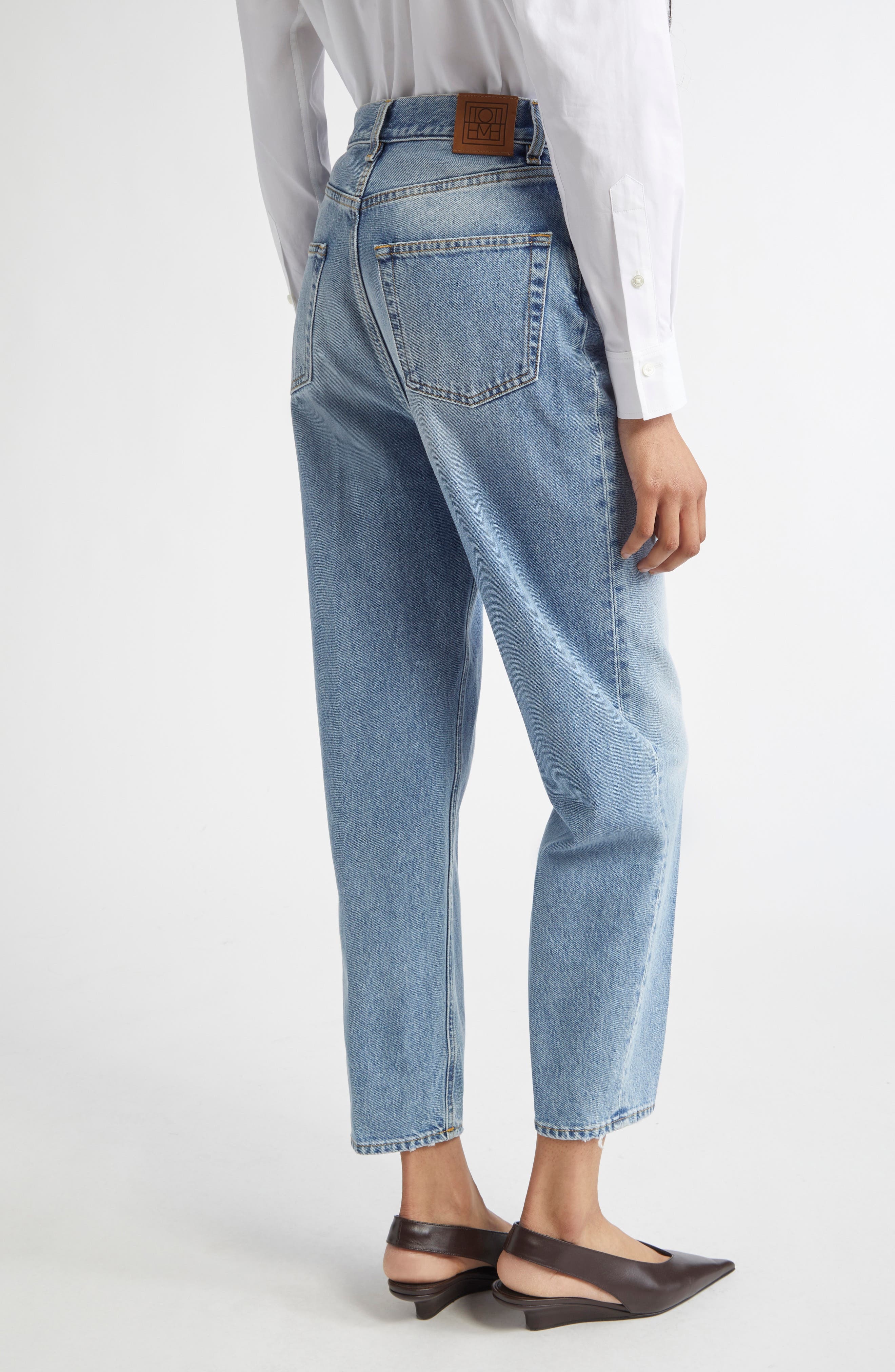 TOTEME High Waist Tapered Jeans in Worn Blue at Nordstrom - 3