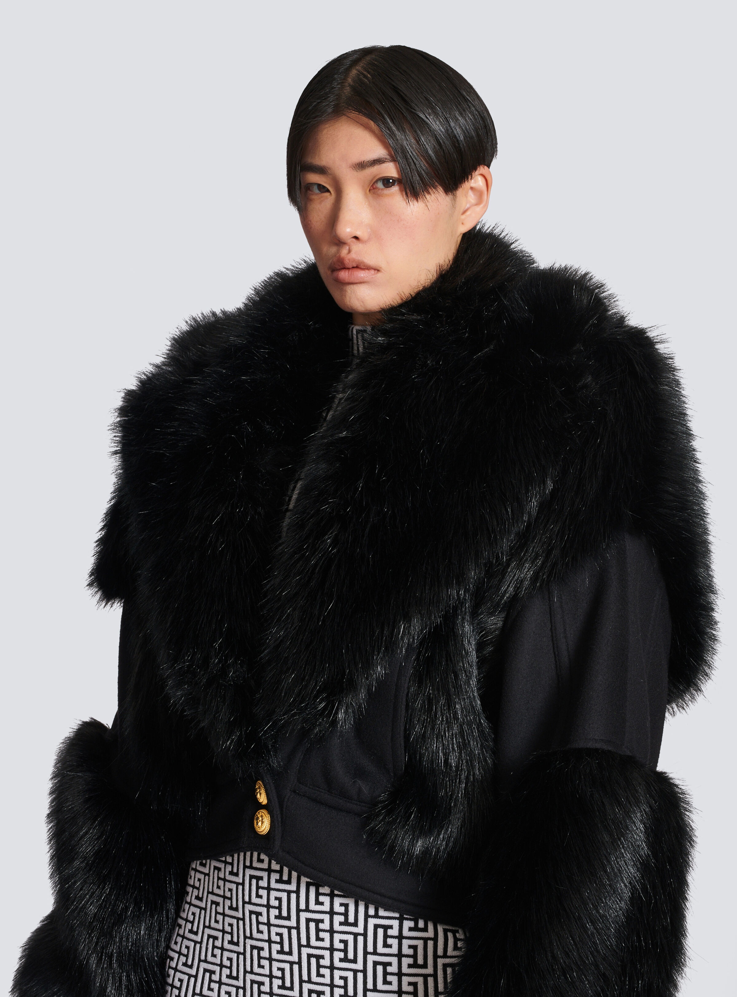 Wool and faux fur jacket - 7
