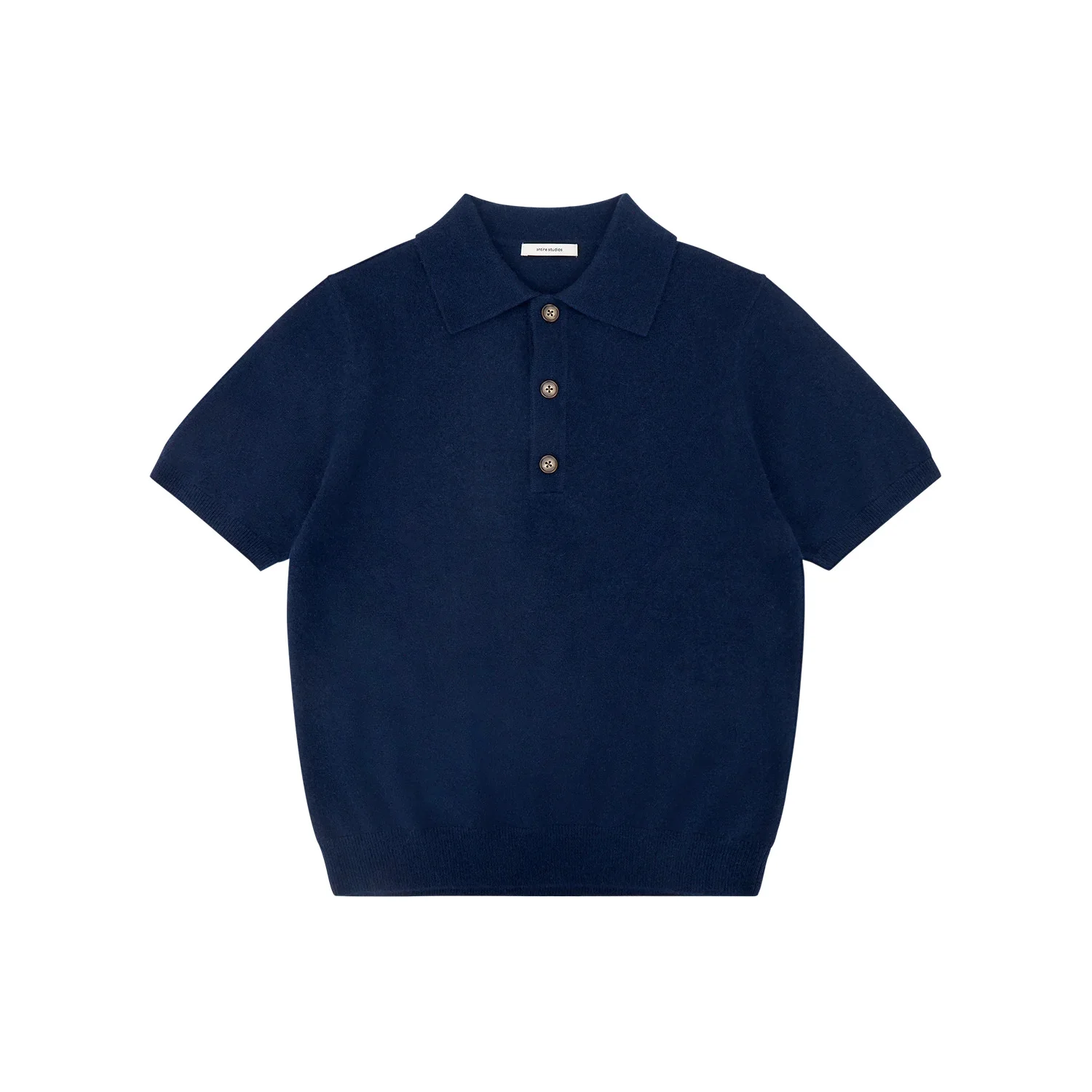 SHORT SLEEVE KNIT CASHMERE POLO NAVY - 1