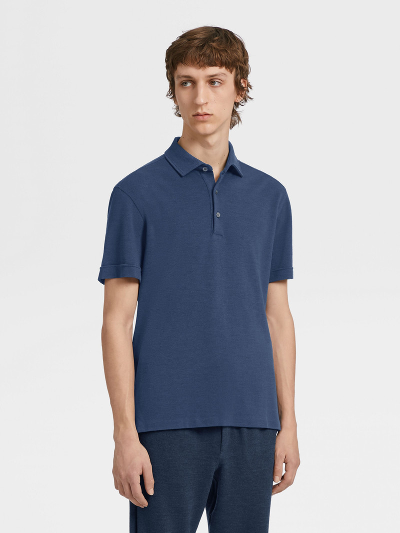 ZEGNA UTILITY BLUE 12MILMIL12 WOOL POLO SHIRT outlook