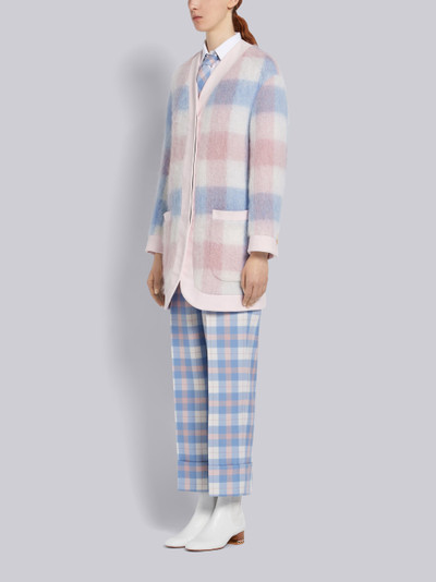 Thom Browne Light Blue and Pink Cashmere Dropped Shoulder Menswear Fit Cardigan Jacket outlook