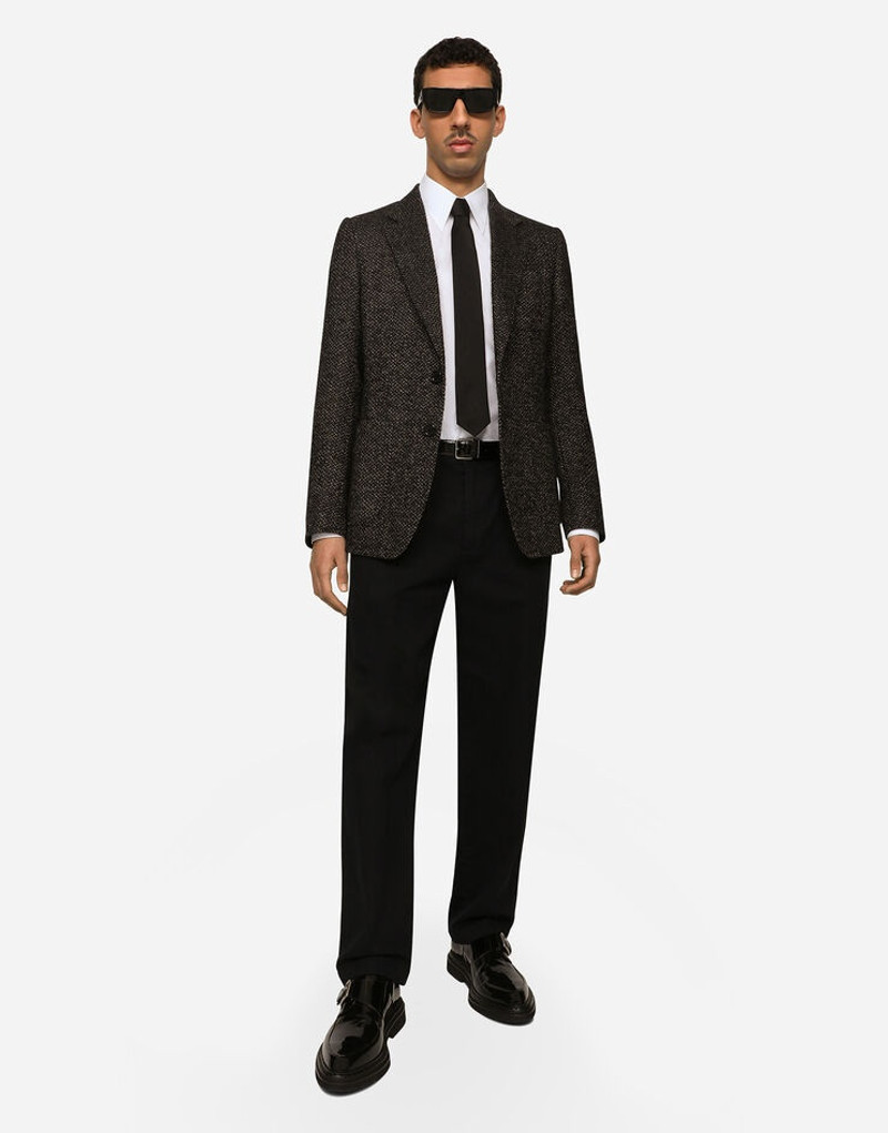 Stretch alpaca and wool tweed single-breasted jacket 5
