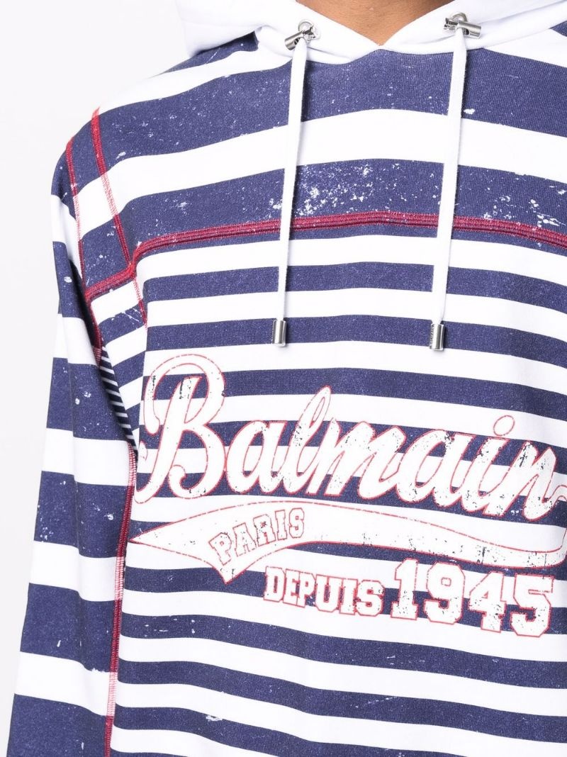 logo-print striped hoodie - 5