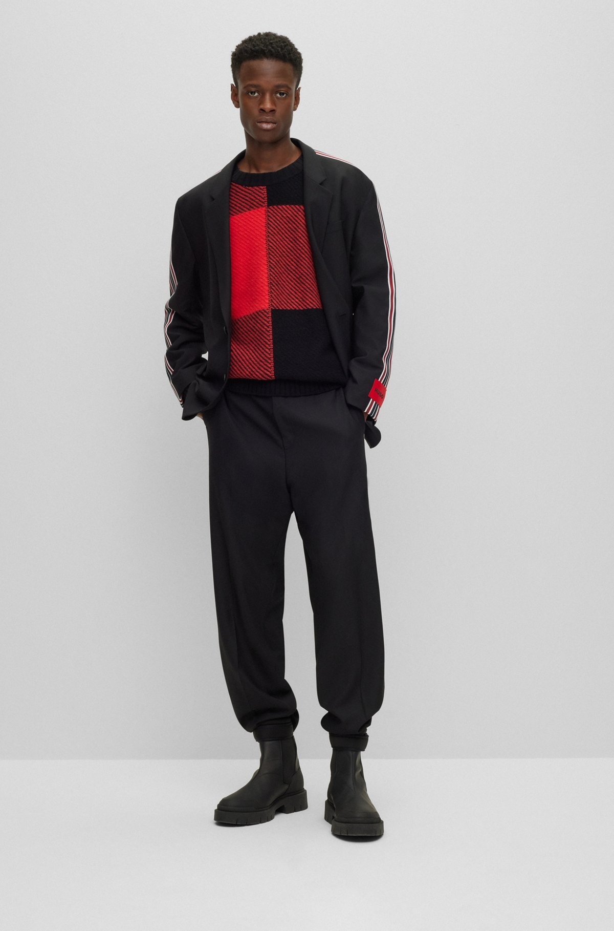 RELAXED-FIT SWEATER WITH JACQUARD-WOVEN VICHY CHECK - 4