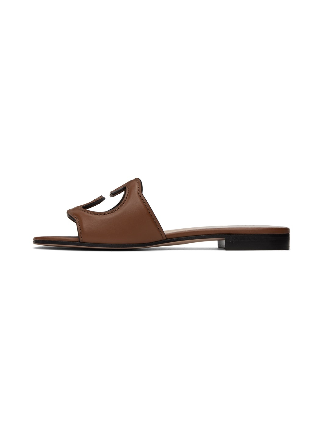 Brown Interlocking G Flat Sandals - 3