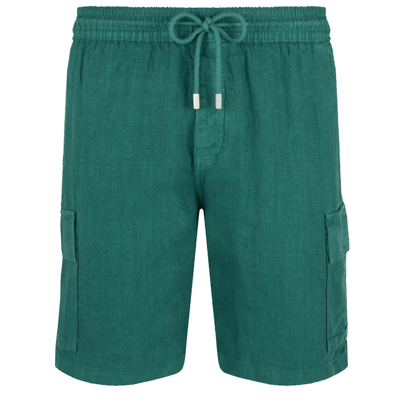 Men Linen Bermuda Shorts cargo pockets 1