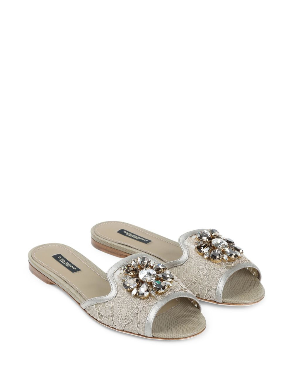 Bianca crystal-embellished lace sandals - 2