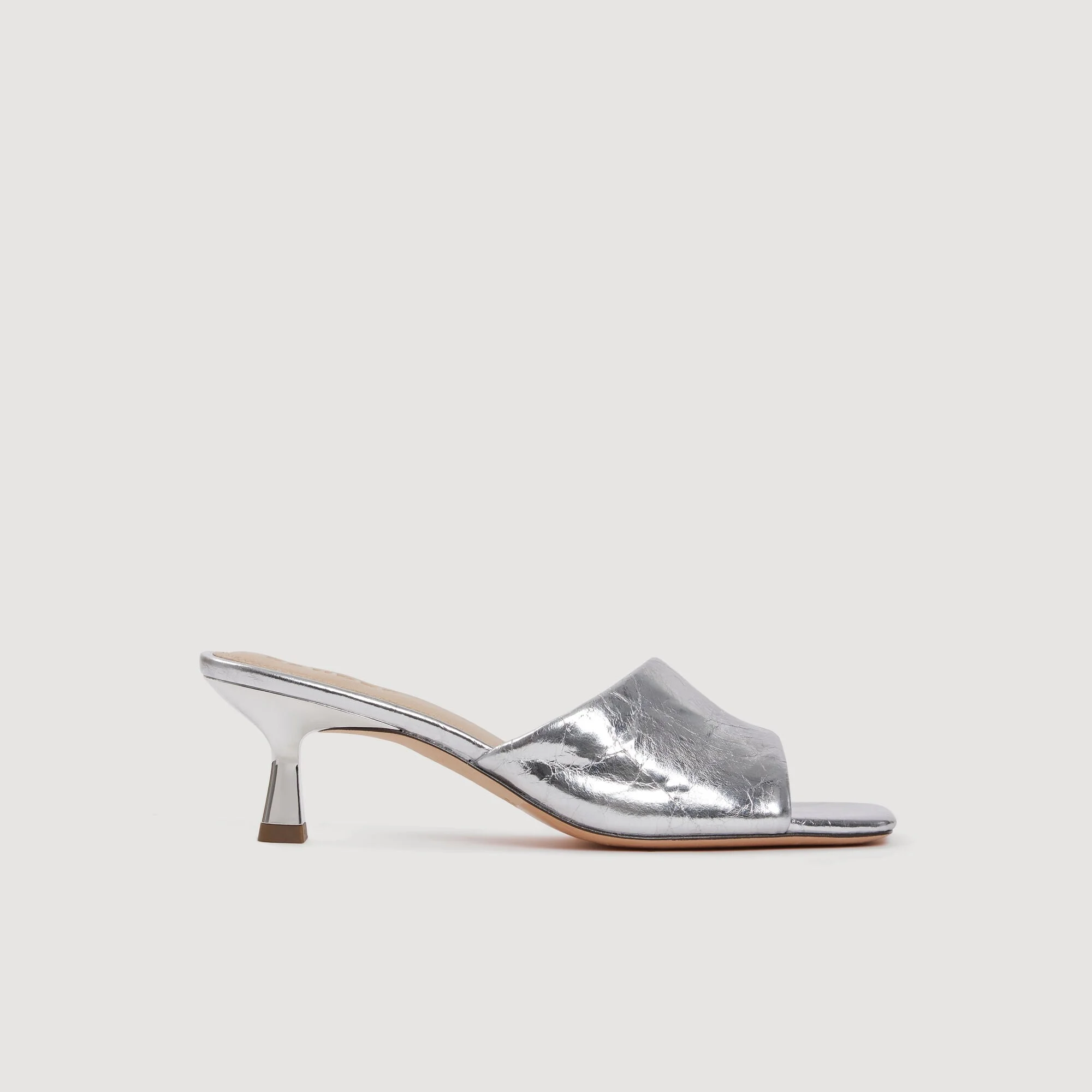 HEELED METALLIC LEATHER MULES - 1