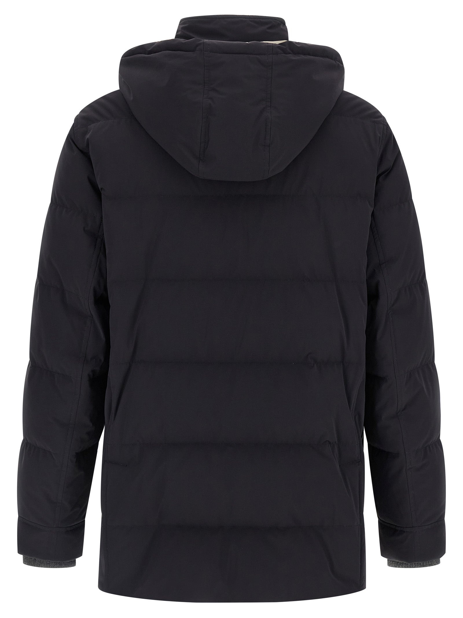 Knit Insert Down Jacket Puffer Jackets Blue - 2