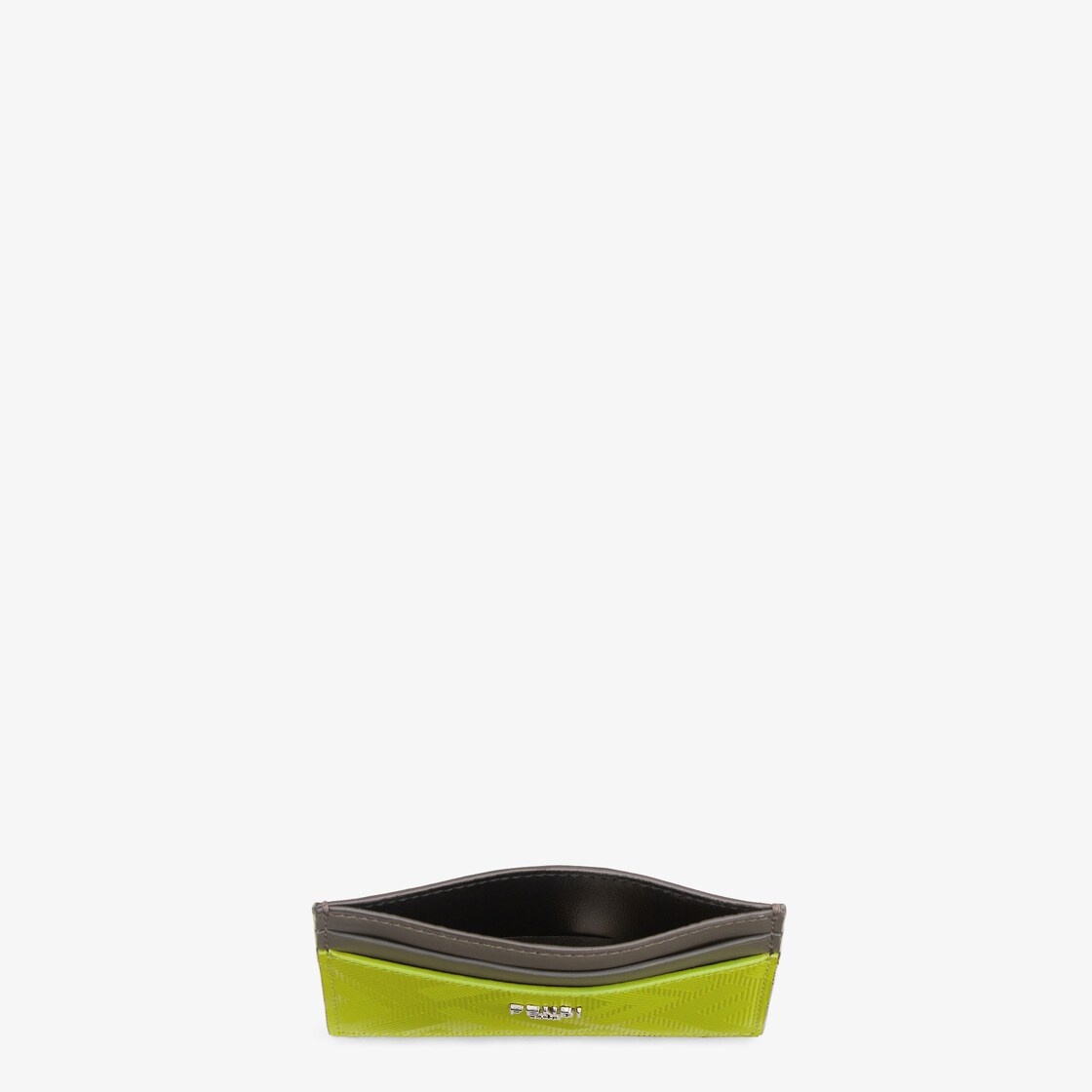 Card holder made of acid green leather with FF motif. Gray leather details. Palladium metal FENDI RO - 3