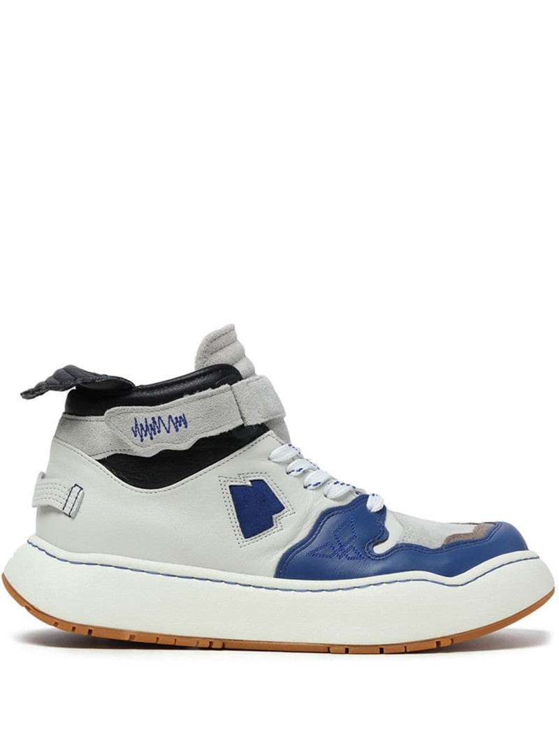 panelled touch-strap high-top sneakers 1