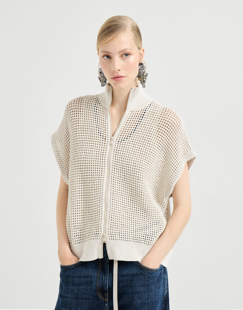 Cotton net cardigan with dazzling details 2
