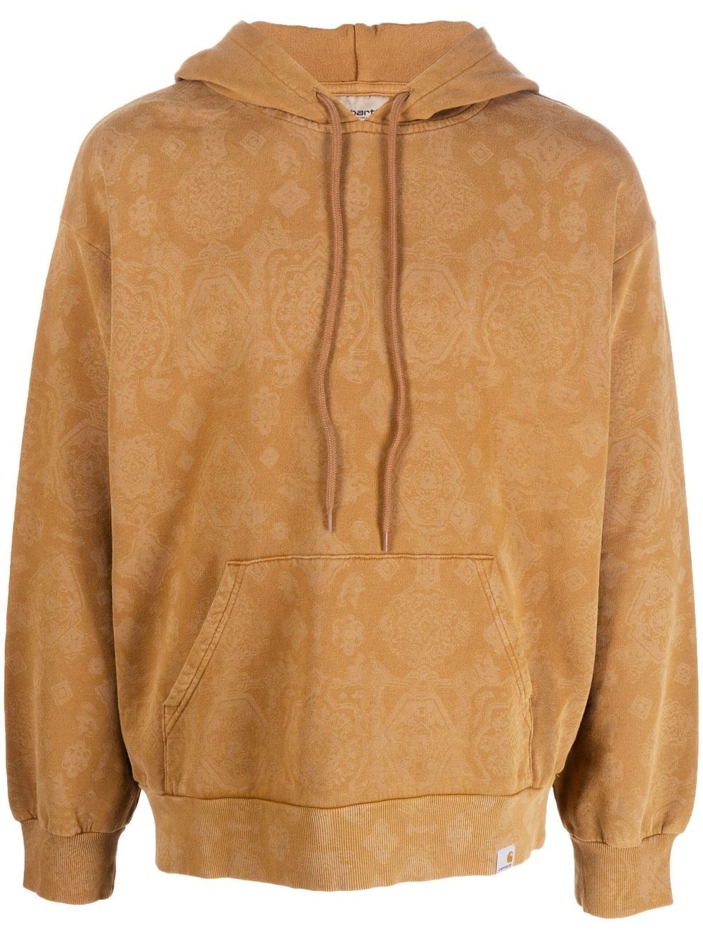 baroque print drawstring hoodie - 1