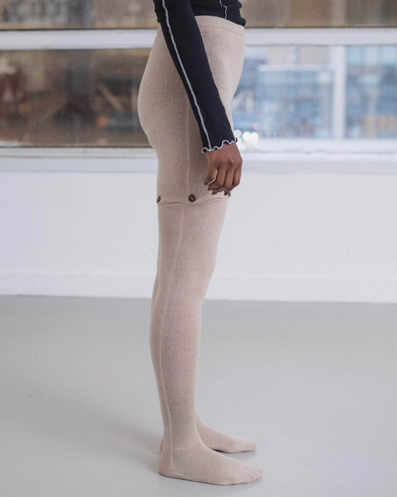 Button Tights - Linen Cotton Rib 3