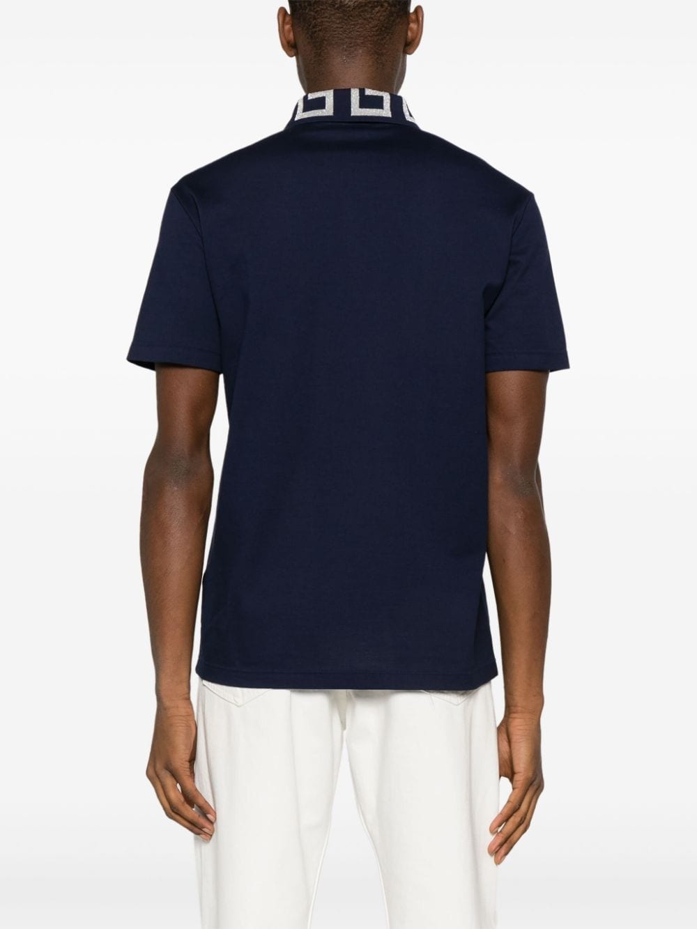 Greca-collar cotton polo shirt - 4